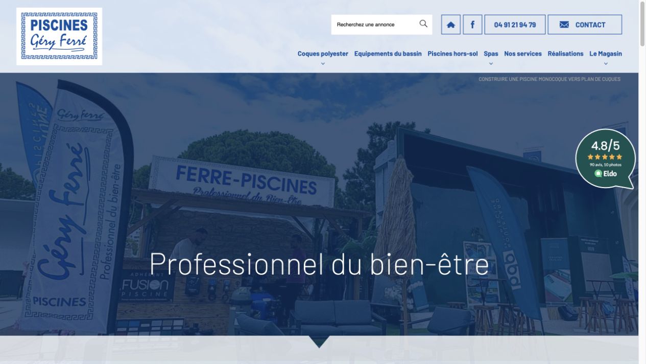 Capture du site de Ferré Piscines