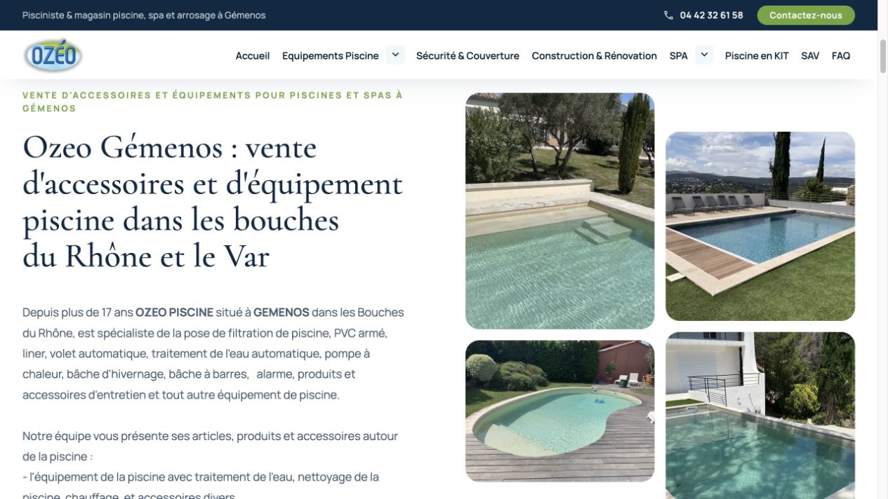 Capture du site de OZEO Gémenos – Gémenos Piscine et Arrosage