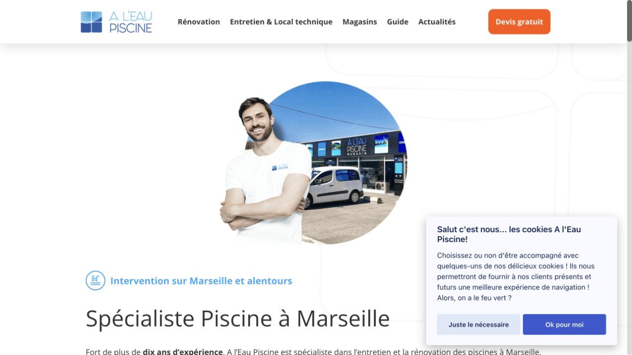 Capture du site de À l’Eau Piscine Marseille