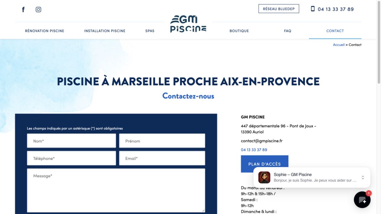 Capture du site de GM Piscine