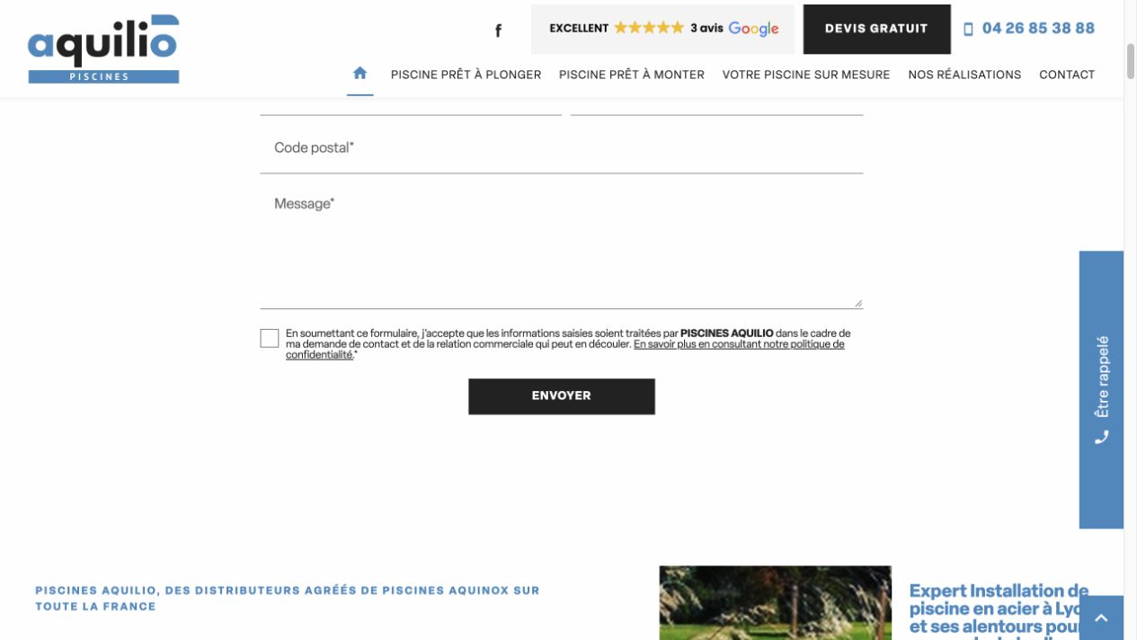 Capture du site de Piscines Aquilio