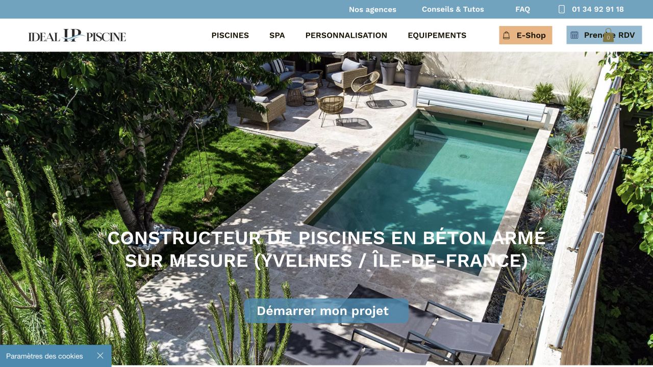 Capture du site de Idéal Piscine