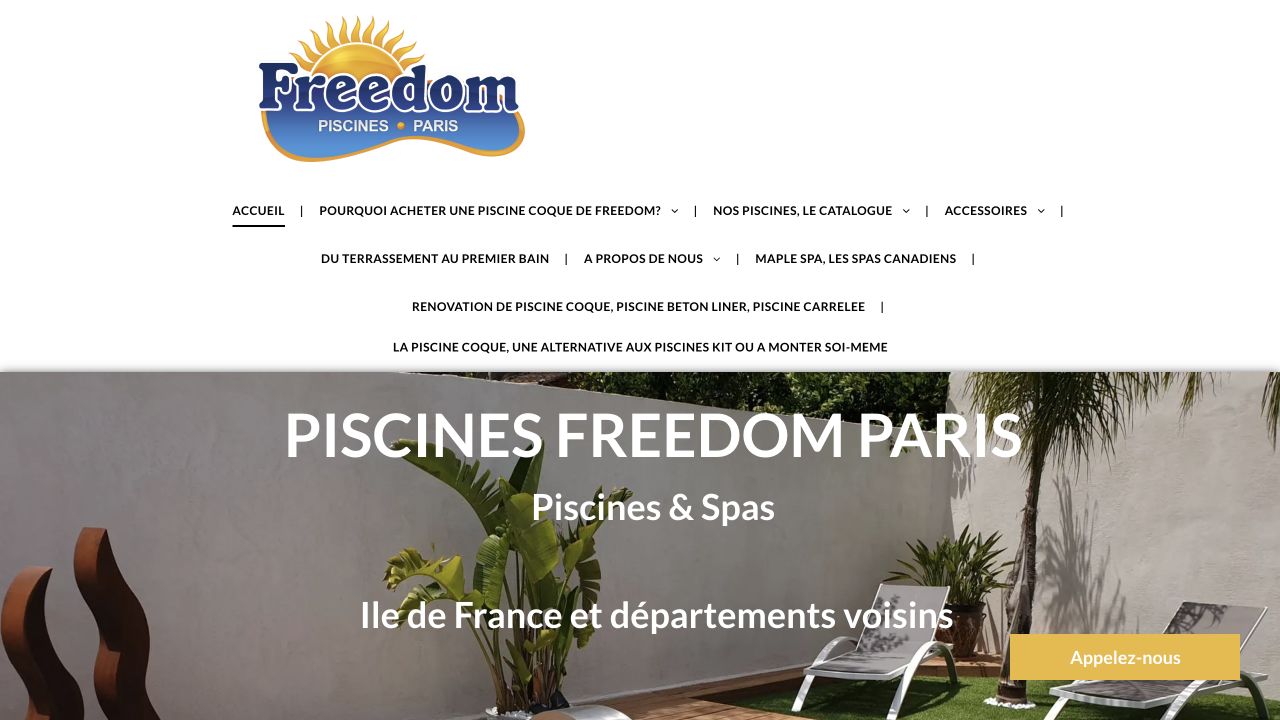 Capture du site de Piscines Freedom Paris