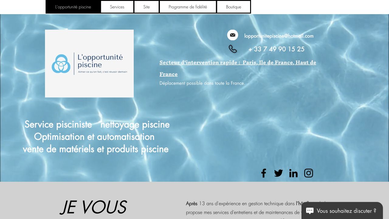 Capture du site de L’Opportunité Piscine