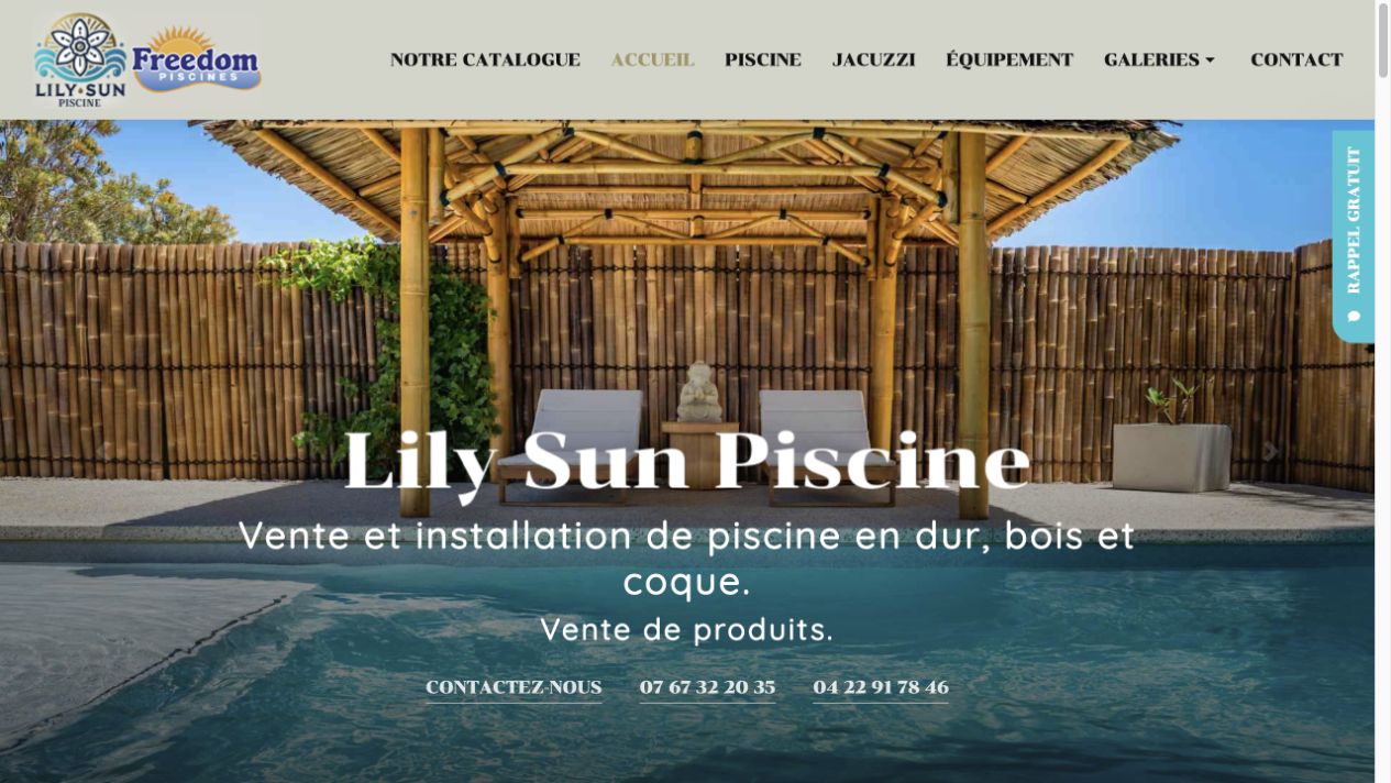 Capture du site de Lily Sun Piscine – SRENOV